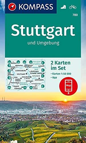 KOMPASS Wanderkarte Stuttgart und Umgebung: 2 Wanderkarten 1:50000 im Set inklusive Karte zur offline Verwendung in der KOMPASS-App. Fahrradfahren. (KOMPASS-Wanderkarten, Band 780)