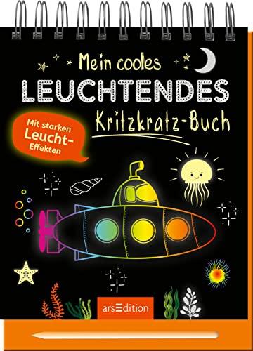 Mein cooles leuchtendes Kritzkratz-Buch: Mit starken Leucht-Effekten | Kreativer Kratzelspaß mit Malideen und Holzstift für Kinder ab 5 Jahren