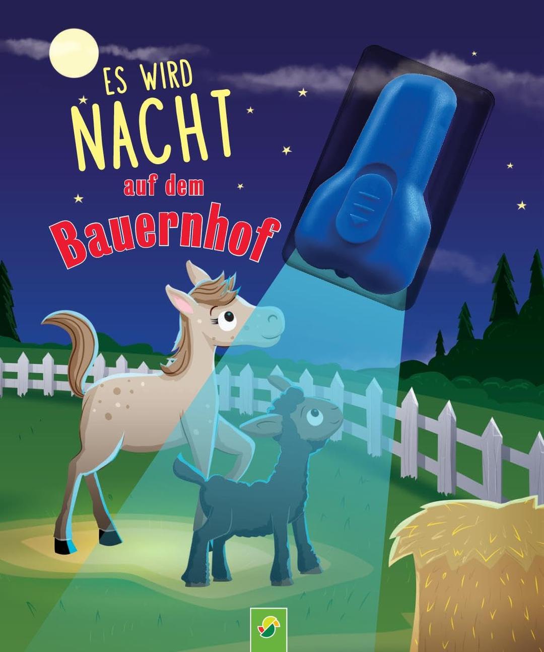 Es wird Nacht auf dem Bauernhof: Vorlesegeschichte mit UV-Licht-Elementen für Kinder ab 3 Jahren. Taschenlampenbuch