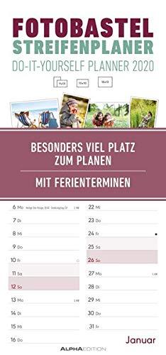 Foto-Bastel-Streifenplaner 2020 - Bastelkalender - Do it yourself calendar (21 x 45) - datiert - 1 Spalte - Fotokalender - Wandplaner - mit Ferienterminen