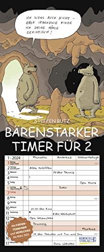 Bärenstarker Timer für 2 2024: Familienplaner mit 3 breiten Spalten. Familienkalender mit Bären-Comics, Ferienterminen, Vorschau bis März 2025 und tollen Extras. 19 x 46 cm.