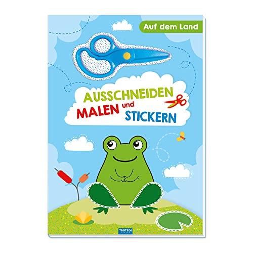 Trötsch Bastelbuch mit Schere Ausschneiden, Malen und Stickern Auf dem Land: Bastelheft Beschäftigungsbuch