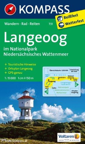 Langeoog im Nationalpark Niedersächsisches Wattenmeer: Wanderkarte mit Rad- und Reitwegen und touristischen Hinweisen. GPS genau. 1:15000: Wanderkarte ... Hinweisen. GPS genau / Reißfest / Wetterfest