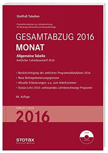 Tabelle, Gesamtabzug 2016 Monat: Bundesweit gültige Ausgabe