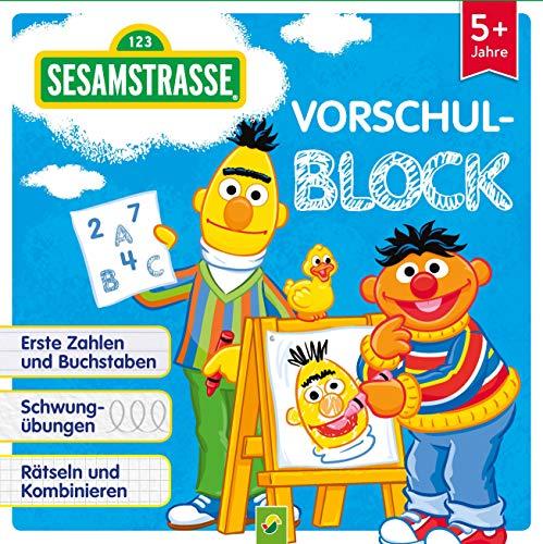 Sesamstraße Vorschulblock ab 5 Jahren: Erste Zahlen und Buchstaben, Schwungübungen, rätseln und kominieren