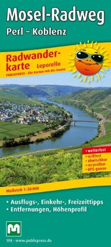 Radwanderkarte Leporello Mosel-Radweg, Perl - Koblenz. Mit Ausflugszielen, Einkehr- und Freizeittipps, wetterfest, reißfest, abwischbar, GPS-genau. ... reissfest, wetterfest, recycelbar, GPS-genau