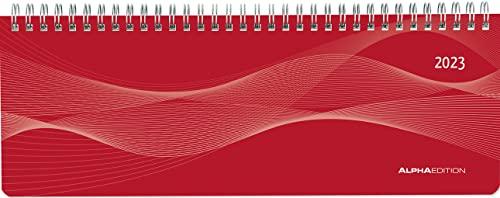 Tisch-Querkalender PP-Cover rot 2023 - Büro-Planer 29,7x10,5 cm