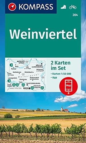 KOMPASS Wanderkarten-Set 204 Weinviertel (2 Karten) 1:50.000: inklusive Karte zur offline Verwendung in der KOMPASS-App. Fahrradfahren.