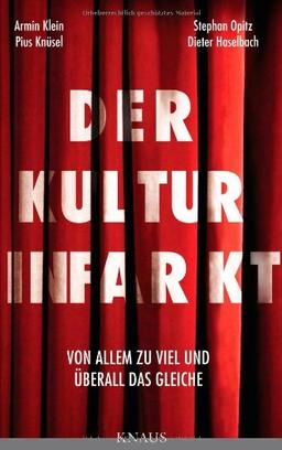 Der Kulturinfarkt: Von Allem zu viel und überall das Gleiche. Eine Polemik über Kulturpolitik, Kulturstaat, Kultursubvention.