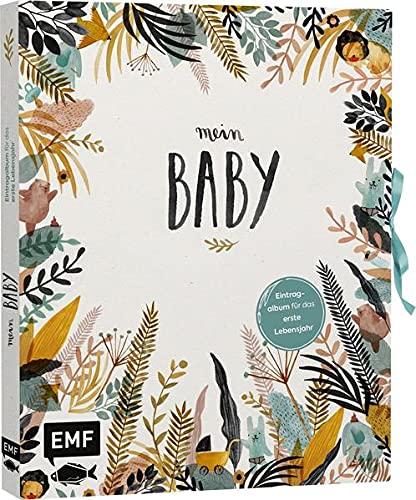 Mein Baby – Illustriertes Eintragalbum für das erste Lebensjahr mit Briefumschlag fürs erste Löckchen und Schleife zum Verschließen: Meilensteine, ... Fotos und mehr – Buch mit Leinenstruktur