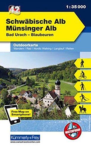 Deutschland Outdoorkarte 42 Schwäbische Alb Münsinger Alb 1 : 35.000: Bad Urach-Blaubeuren. Wanderwege, Radwanderwege, Nordic Walking (Kümmerly+Frey Outdoorkarten Deutschland)