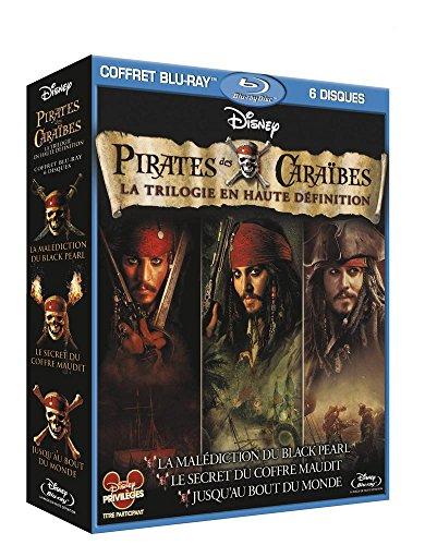 Coffret Pirates des Caraïbes - La trilogie : La malédiction du Black Pearl + Le secret du coffre maudit + Jusqu'au bout du monde [Blu-ray] [FR Import]