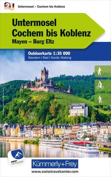 Untermosel Cochem bis Koblenz Nr. 21 Outdoorkarte Deutschland 1:35 000: Mayen, Burg Eltz, free Download mit HKF Outdoor App (Kümmerly+Frey Outdoorkarten Deutschland)