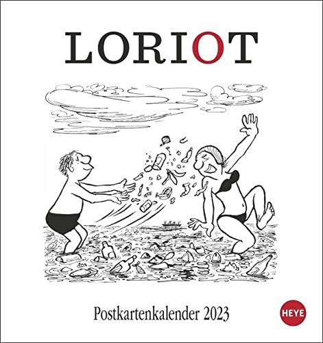 Loriot Postkartenkalender 2023 - Humor-Kalender mit perforierten Postkarten - zum Aufstellen und Aufhängen - mit Monatskalendarium - 16 x 17 cm