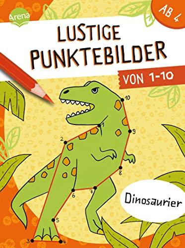 Lustige Punktebilder von 1-10. Dinosaurier: Von Punkt-zu-Punkt-Rästelblock für Kinder ab 4 Jahren