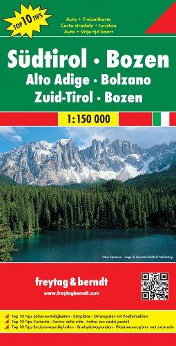 Freytag Berndt Autokarten, Südtirol-Bozen - Maßstab 1:150 000: Touristische Informationen. Entfernungen in km. Ortsverzeichnis mit Postleitzahlen. Top 10 Tips