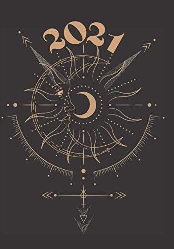 2021: Agenda semainier 2021 astrologique lunaire Calendrier des nouvelles lunes Rappel chaque mois et tracker Douze cheques d'abondance et de souhait à découper