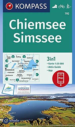 KOMPASS Wanderkarte Chiemsee, Simssee: 3in1 Wanderkarte 1:25000 mit Aktiv Guide inklusive Karte zur offline Verwendung in der KOMPASS-App. Fahrradfahren. Langlaufen. (KOMPASS-Wanderkarten, Band 792)