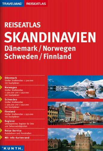 Reiseatlas Skandinavien / Dänemark / Schweden / Finnland / Europa 1:800.000: Dänemark 1 : 300 000. Norwegen 1 : 300 000 / 1 : 950 000. Schweden 1 : ... 000. Mit Stadtplänen. Register, Reise-Service