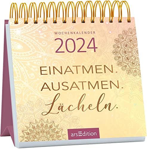 Mini-Wochenkalender Einatmen. Ausatmen. Lächeln. 2024: Kleiner Tischkalender voller Inspirationen für mehr Entschleunigung und Freude