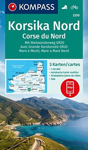 KOMPASS Wanderkarten-Set 2250 Korsika Nord, Corse du Nord, Weitwanderweg GR20 (3 Karten) 1:50.000: inklusive Karte zur offline Verwendung in der KOMPASS-App. Fahrradfahren.