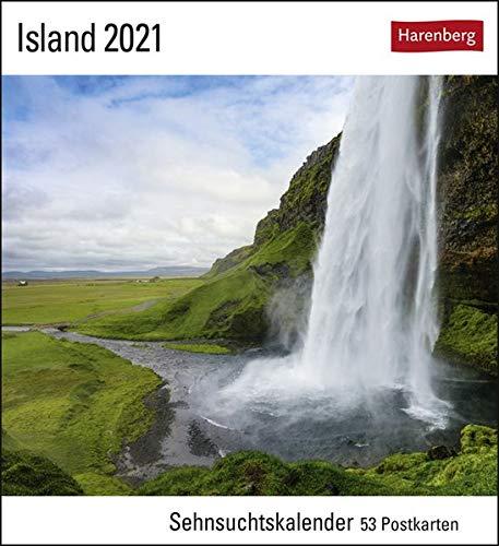 Island Sehnsuchtskalender 2021 - Postkartenkalender mit Wochenkalendarium - 53 perforierte Postkarten zum Heraustrennen - zum Aufstellen oder Aufhängen - Format 16 x 17,5 cm