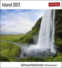 Island Sehnsuchtskalender 2021 - Postkartenkalender mit Wochenkalendarium - 53 perforierte Postkarten zum Heraustrennen - zum Aufstellen oder Aufhängen - Format 16 x 17,5 cm