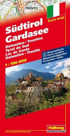 Hallwag Straßenkarten, Südtirol, Gardasee, Dolomiten, Trentino: Dolomiten, Trentino. Strassenkarte mit Ortsverzeichnis und Sehenswürdigken (Road Map) 2012