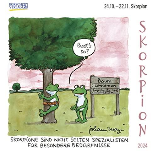 Skorpion Mini 2024: Sternzeichenkalender-Cartoon - Minikalender im praktischen quadratischen Format 10 x 10 cm.