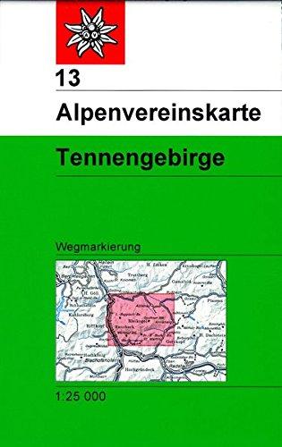 Tennengebirge: Topographische Karte 1:25.000 mit Wegmarkierungen (Alpenvereinskarten)