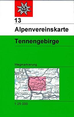 Tennengebirge: Topographische Karte 1:25.000 mit Wegmarkierungen (Alpenvereinskarten)