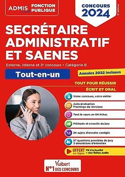 Secrétaire administratif et SAENES : externe, interne et 3e concours, catégorie B : tout-en-un, concours 2024