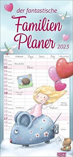 Zauberwesen Familienplaner 2023 - times&more Wandkalender mit Monatskalendarium - 5 Spalten - 21 x 45 cm