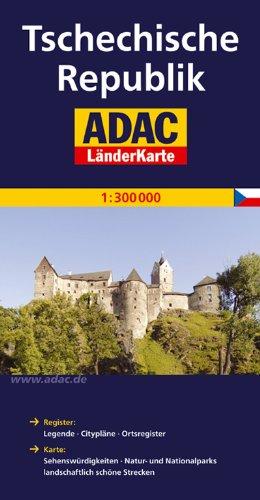 ADAC Länderkarte Tschechische Republik 1:300.000: Register: Legende, Citypläne, Ortsregister mit Postleitzahlen. Karte: Sehenswürdigkeiten, Natur- und Nationalparks, landschaftlich schöne Strecken