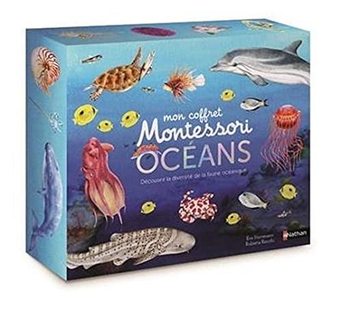 Océans : mon coffret Montessori : 90 cartes classifiées, 5 planches anatomiques, 5 cartes des couches de l'océan et 1 livre pour découvrir les animaux marins