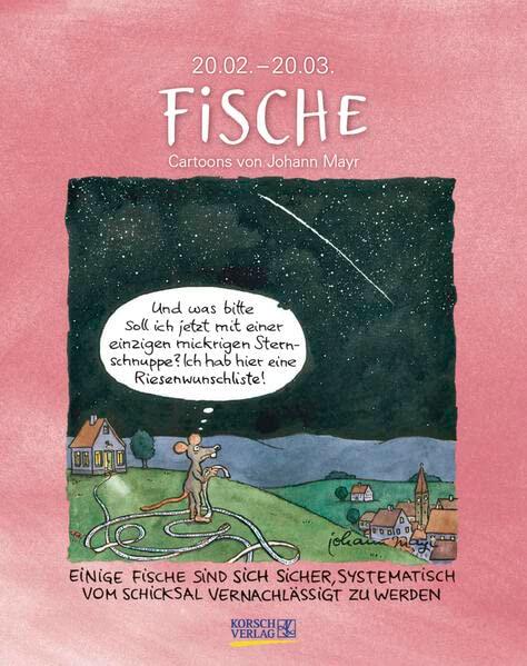 Fische 2024: Sternzeichenkalender-Cartoonkalender als Wandkalender im Format 19 x 24 cm.