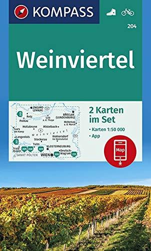 Weinviertel: 2 Wanderkarten 1:50000 im Set inklusive Karte zur offline Verwendung in der KOMPASS-App. Fahrradfahren. (KOMPASS-Wanderkarten, Band 204)