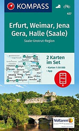 Erfurt, Weimar, Jena, Gera, Halle (Saale): 2 Wanderkarten 1:50000 im Set inklusive Karte zur offline Verwendung in der KOMPASS-App. Fahrradfahren. (KOMPASS-Wanderkarten)