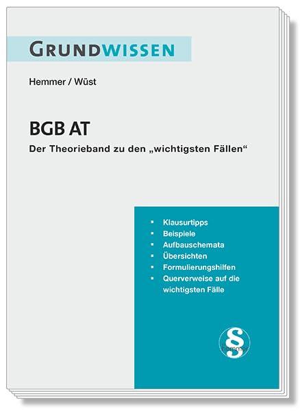 Grundwissen BGB AT: Der Theorieband zu den "wichtigsten Fällen" (Skripten - Zivilrecht)