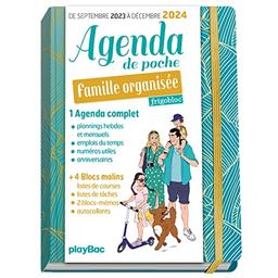 Agenda de poche 2024 de la famille organisée : bleu (de sept. 2023 à déc. 2024)