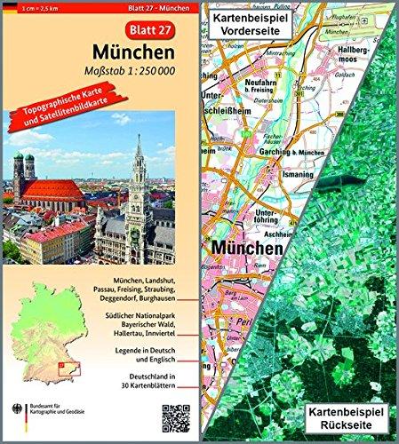 München: Umgebungskarte mit Satellitenbild 1:250.000 (TK250 / Topographische und Satellitenbildkarte)