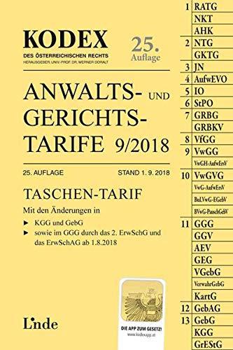 KODEX Anwalts- und Gerichtstarife 9/2018 (Kodex des Österreichischen Rechts)