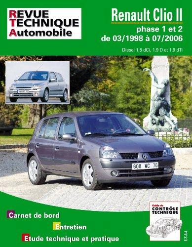 Renault Clio II phase 1 et 2 de 03-1998 à 07-2006 : diesel 1.5 dCi, 1.9 D et 1.9 dTi