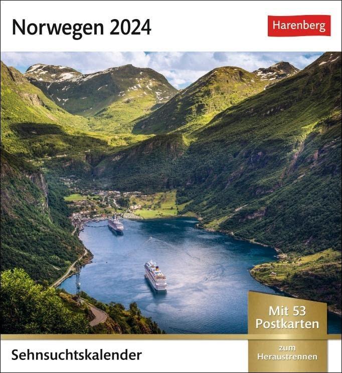 Norwegen Sehnsuchtskalender 2024: Wochenkalender mit 53 Postkarten (Sehnsuchtskalender von Harenberg)