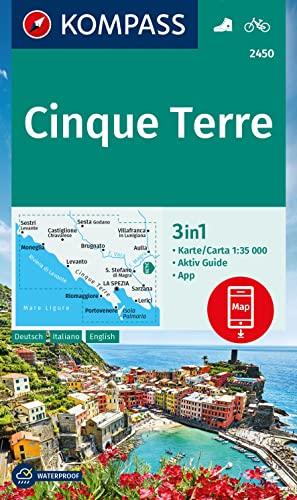 KOMPASS Wanderkarte 2450 Cinque Terre 1:35.000: 3in1 Wanderkarte, mit Aktiv Guide inklusive Karte zur offline Verwendung in der KOMPASS-App. Fahrradfahren.