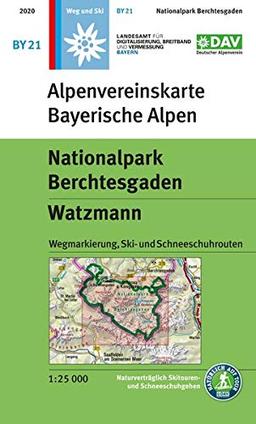 Nationalpark Berchtesgaden, Watzmann: Wegmarkierung, Ski- und Schneeschuhrouten (Alpenvereinskarten)