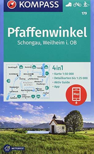 Pfaffenwinkel, Schongau, Weilheim i. OB: 4in1 Wanderkarte 1:50000 mit Aktiv Guide und Detailkarten inklusive Karte zur offline Verwendung in der ... Langlaufen. (KOMPASS-Wanderkarten, Band 179)