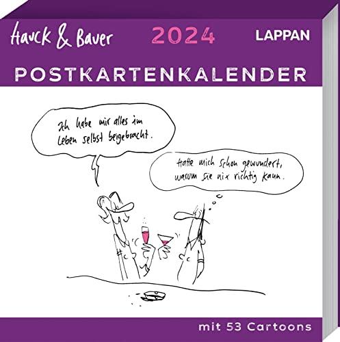 Hauck & Bauer Postkartenkalender 2024: Cartoons zum Aufstellen und Verschicken: Wochenkalender mit 53 Postkarten | Ideales Geschenk für Satire-Fans!