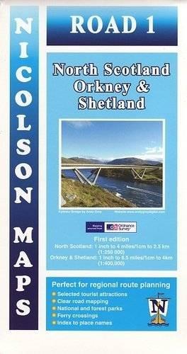 Nicolson Map 01  North Scotland, Orkney & Shetland 1 : 250 000 / 1 : 400 000 (Nicolson Tourist Map)