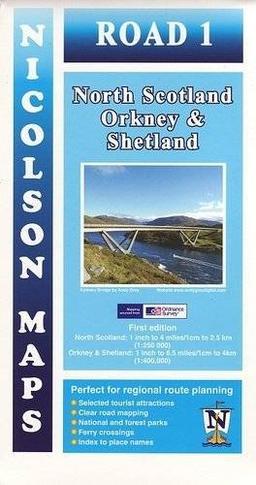 Nicolson Map 01  North Scotland, Orkney & Shetland 1 : 250 000 / 1 : 400 000 (Nicolson Tourist Map)